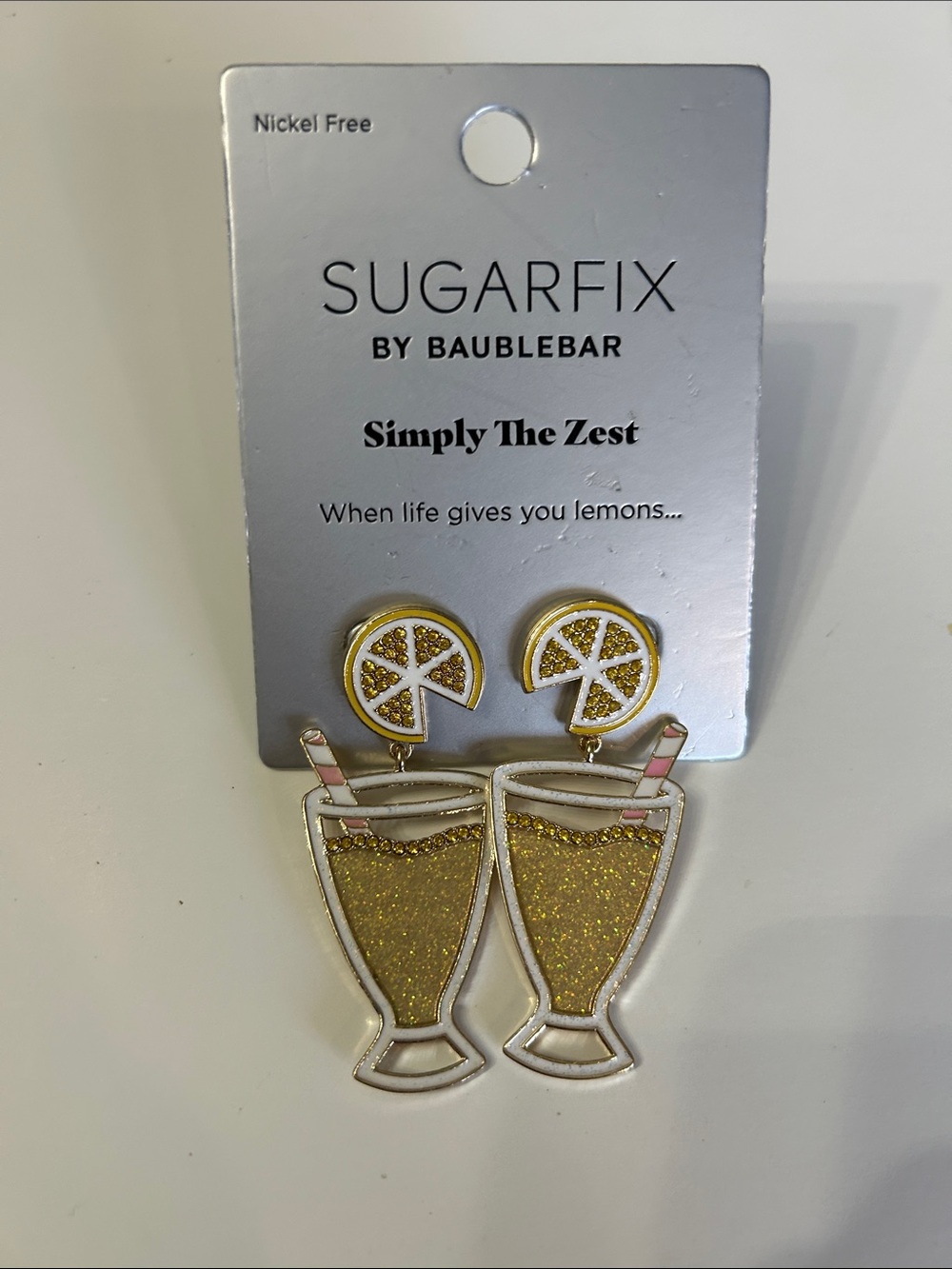 BaubleBar Gold Glitter Lemonade Drop Earrings